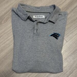 Tommy Bahama Carolina Panthers Shirt Men Medium Gray Short Sleeve‎ Golf Stretch